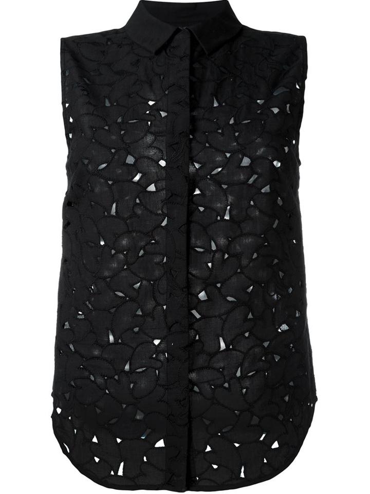 Sonia By Sonia Rykiel Heart Panel Button Down Sleeveless Shirt