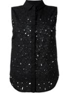 Sonia By Sonia Rykiel Heart Panel Button Down Sleeveless Shirt