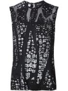 Yigal Azrouel Burn Out Top, Women's, Size: 4, Black, Polyester/viscose