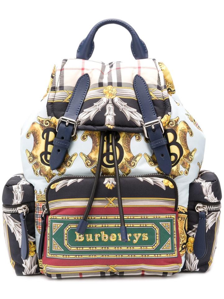 Burberry Logo Archive Scarf Backpack - Blue