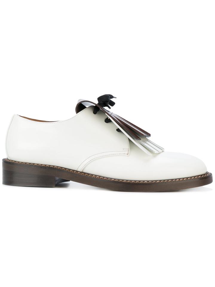 Marni Bicolour Fringed Loafers - White