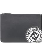 Fendi Logo Stamp Zipped Wallet - Grey
