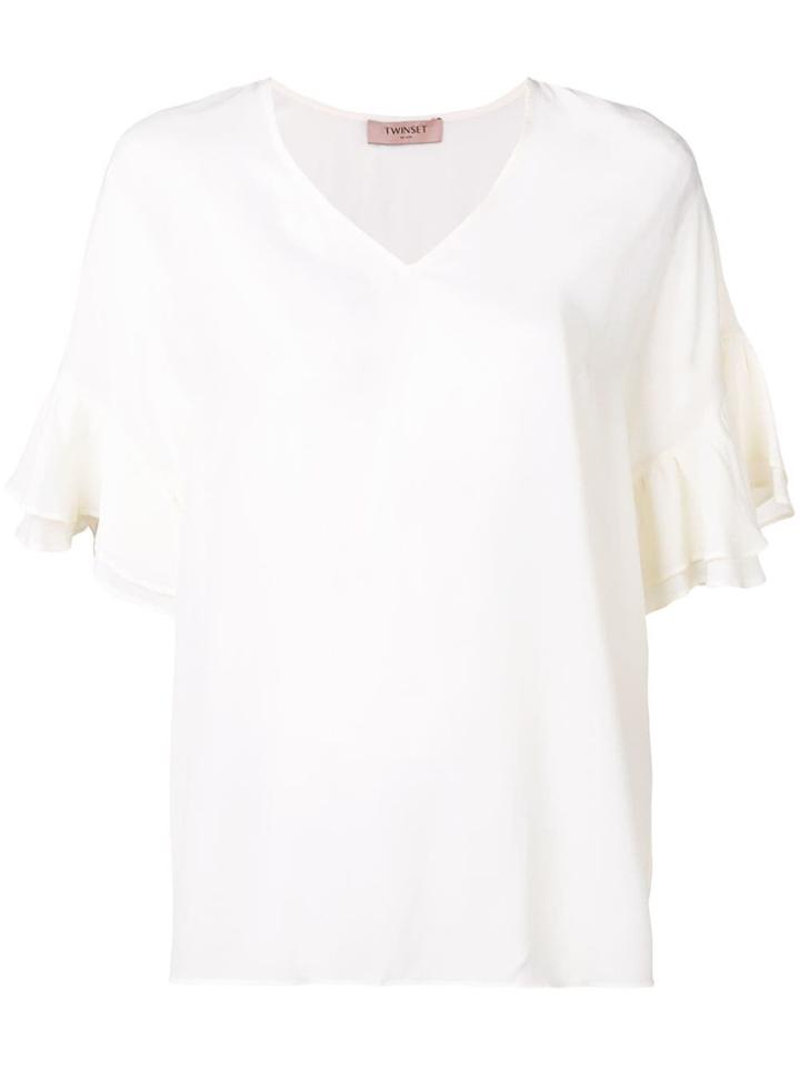 Twin-set V-neck Blouse - White