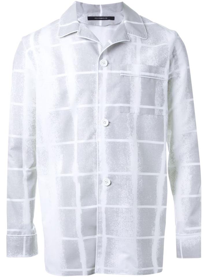 Dressedundressed Checked Pyjama Shirt, Men's, Size: 2, White, Silk/cotton
