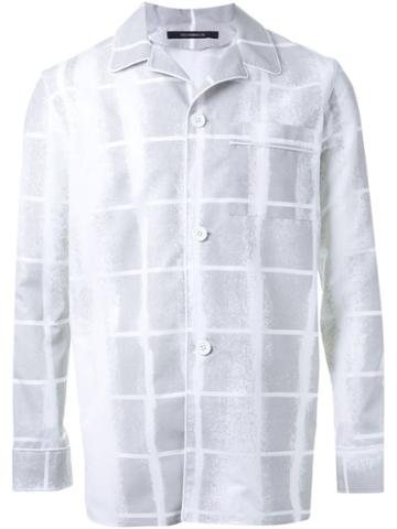 Dressedundressed Checked Pyjama Shirt, Men's, Size: 2, White, Silk/cotton