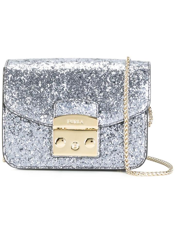 Furla Glitter Crossbody Bag, Women's, Grey, Polyamide/polyester/polyurethane/leather