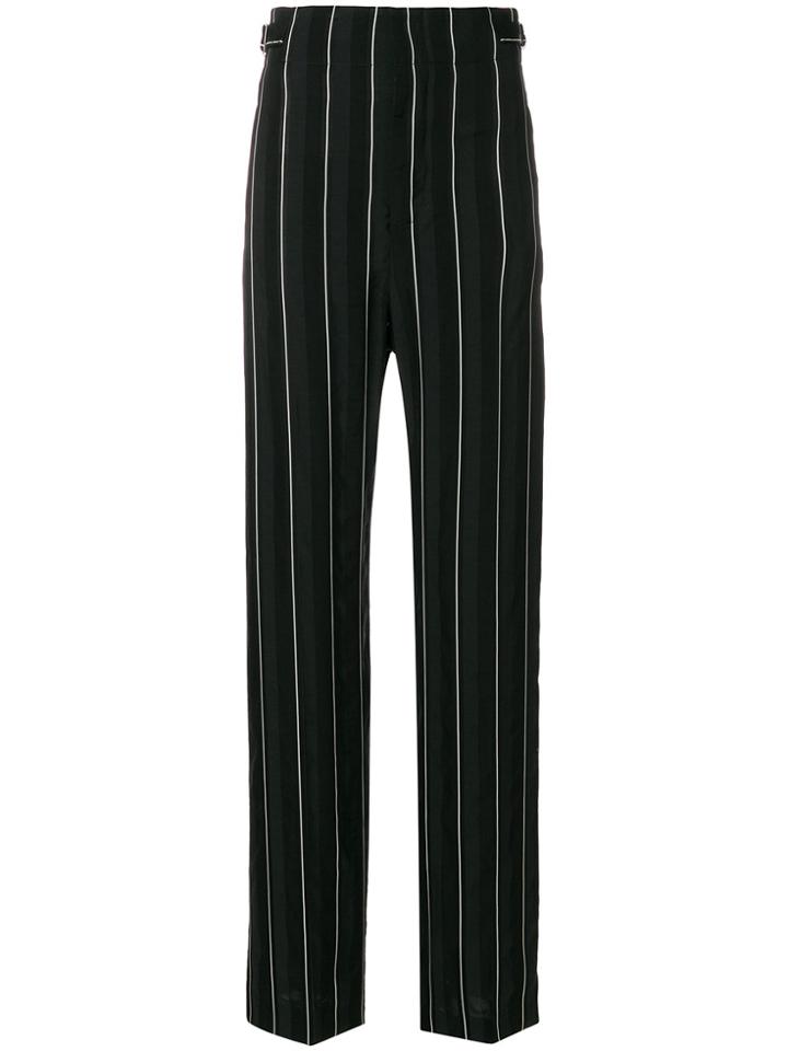 Haider Ackermann Striped High Waist Wide Leg Trousers - Black