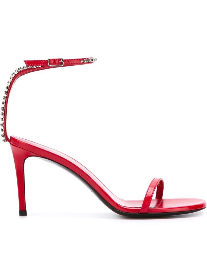 Saint Laurent Kate Sandals, Women's, Size: 39.5, Red, Leather/glass