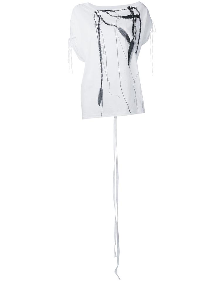 Ann Demeulemeester Printed T-shirt, Women's, Size: 36, White, Cotton