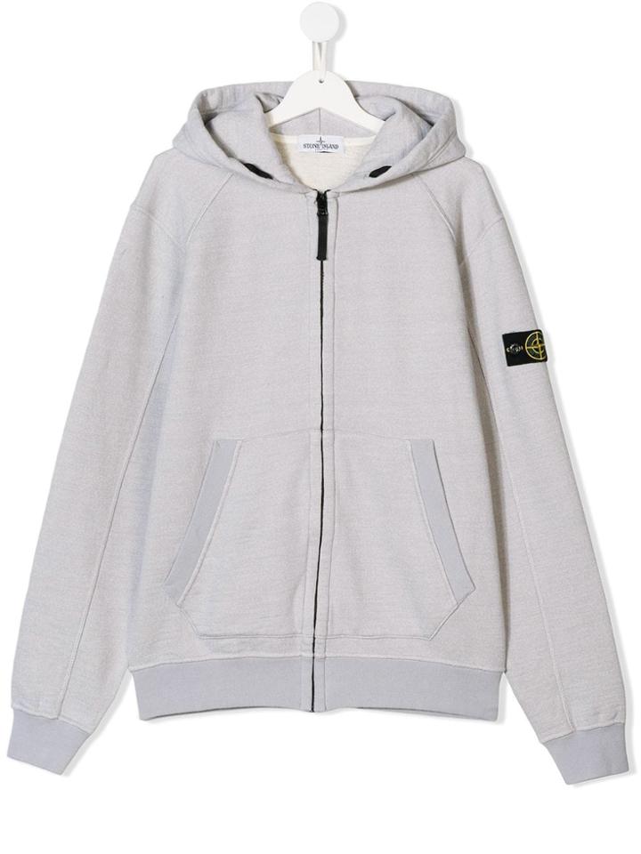 Stone Island Junior Teen Logo Patch Hoodie - Grey