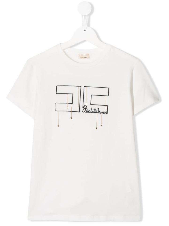 Elisabetta Franchi La Mia Bambina Embroidered Logo T-shirt - White