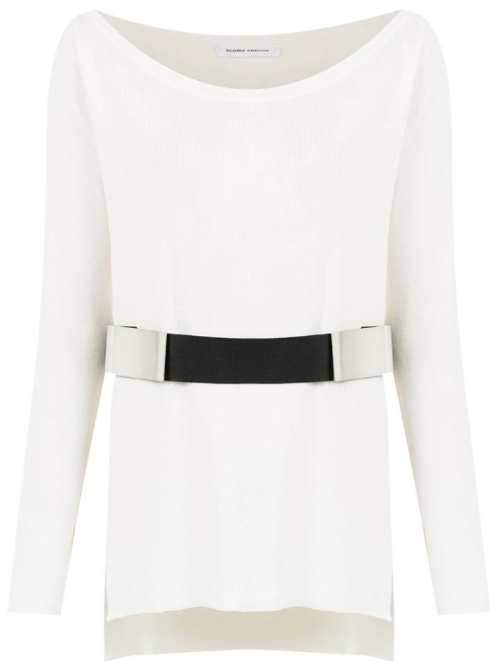 Gloria Coelho Belted Knit Blouse - White