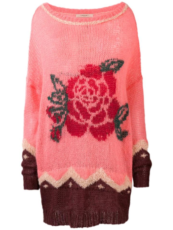 Twin-set Floral Knit Jumper - Pink