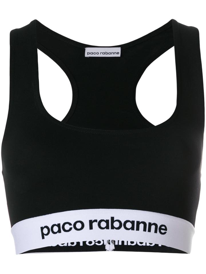 Paco Rabanne Cropped Sports Bra Top - Black