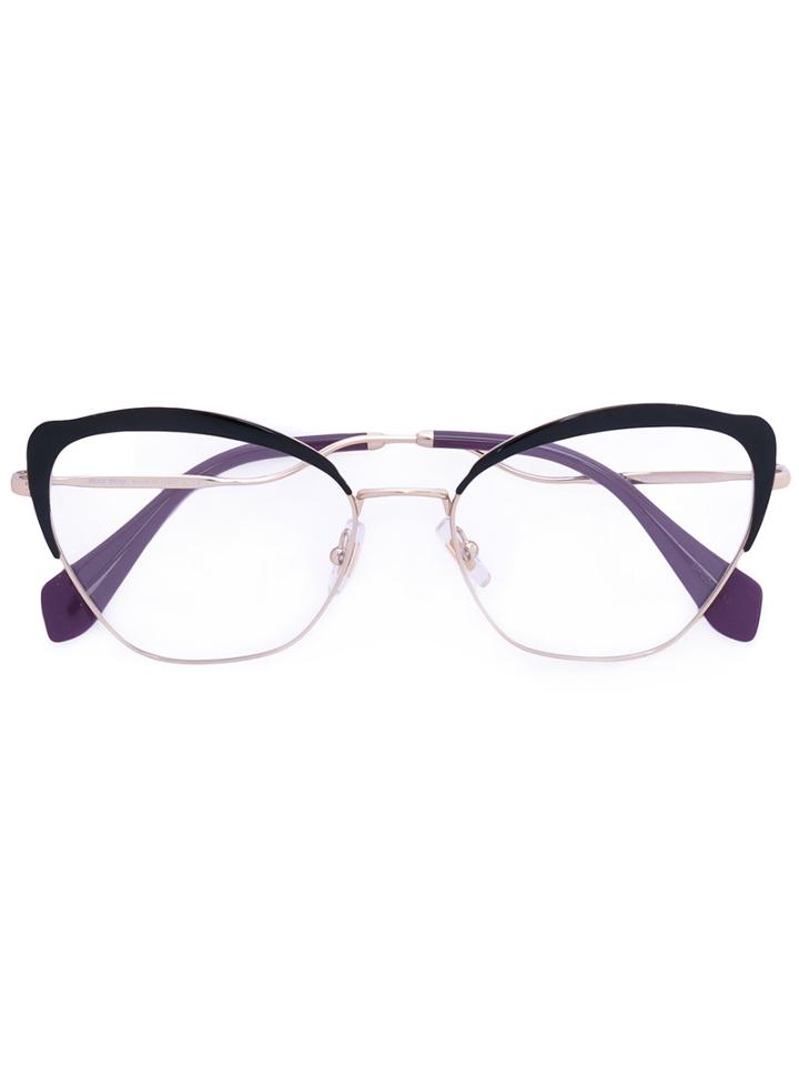 Miu Miu Eyewear - Cat Eye Glasses - Women - Acetate/metal - 54, Black, Acetate/metal