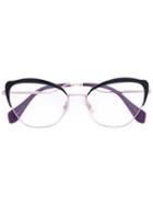 Miu Miu Eyewear - Cat Eye Glasses - Women - Acetate/metal - 54, Black, Acetate/metal