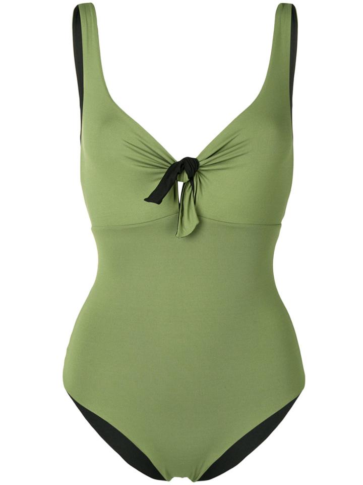 Fisico Reversible Tie-front Swimsuit - Green