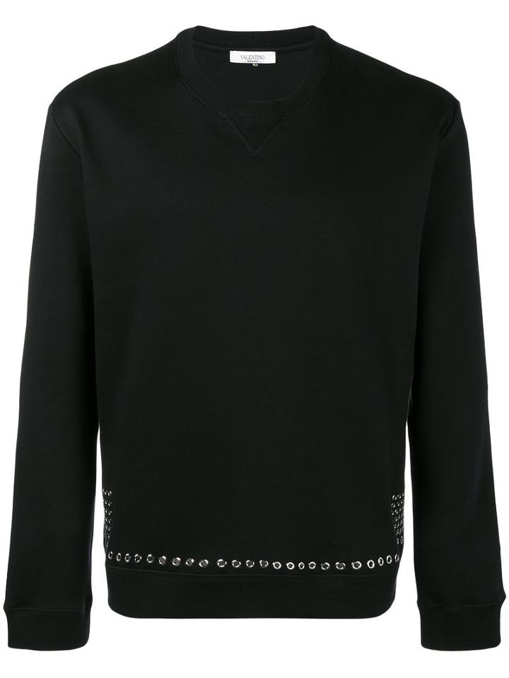Valentino Eyelet Embellished Sweatshirt, Men's, Size: Small, Black, Cotton/polyamide