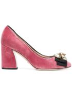 Gucci Bee Pumps - Pink & Purple