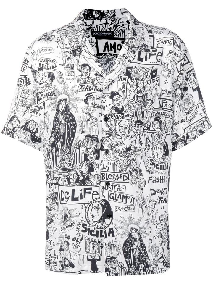 Dolce & Gabbana Printed Short-sleeved Shirt - White