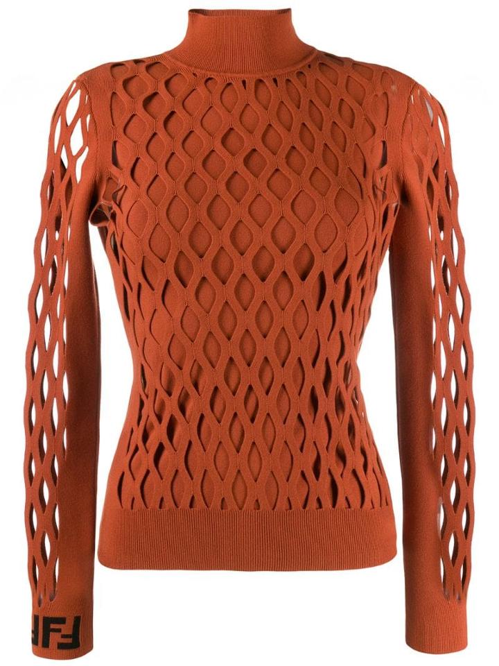Fendi Mesh Effect Sweater - Orange