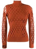 Fendi Mesh Effect Sweater - Orange