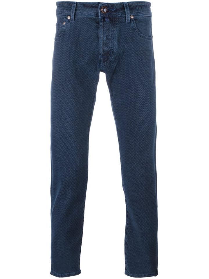 Jacob Cohen Jacquard Slim Fit Chinos, Men's, Size: 31, Blue, Cotton/spandex/elastane