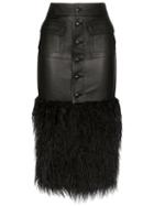 Saint Laurent Faux-feather Trim Fitted Skirt - Black