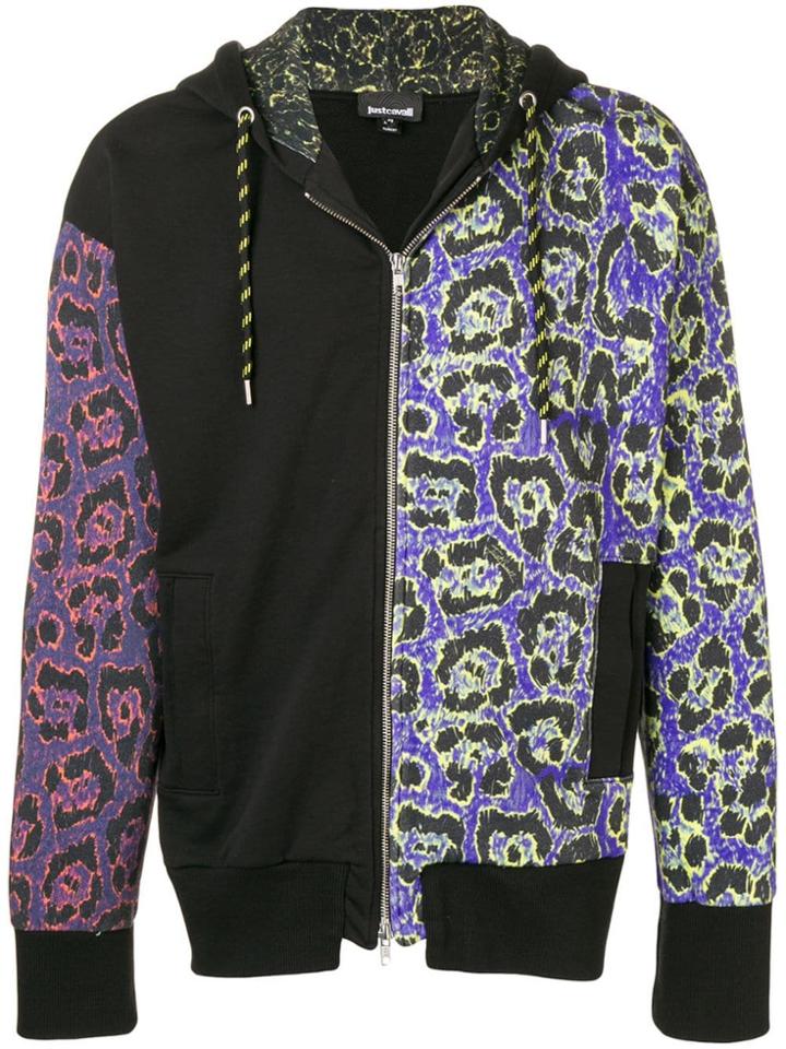 Just Cavalli Leopard Print Hoodie - Black