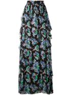 Msgm - Floral Maxi Skirt - Women - Silk/polyester - 42, Black, Silk/polyester