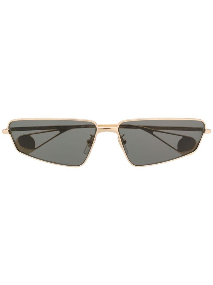 Gucci Eyewear Curved Rectangular Frame Sunglasses - Gold