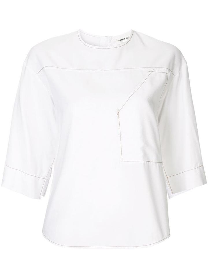 Portspure Contrast Stitching Top - White