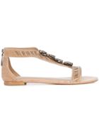 Lola Cruz Bead Embellished Sandals - Brown