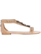 Lola Cruz Bead Embellished Sandals - Brown