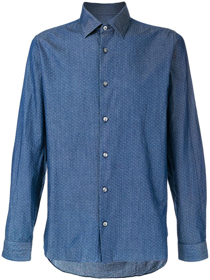 Z Zegna Point D'esprit Denim Shirt - Blue