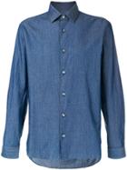Z Zegna Point D'esprit Denim Shirt - Blue