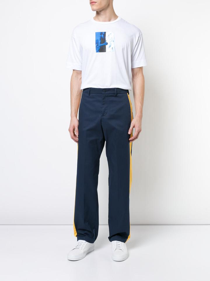 Heron Preston Contrasting Side Panel Straight Leg Trousers - Blue