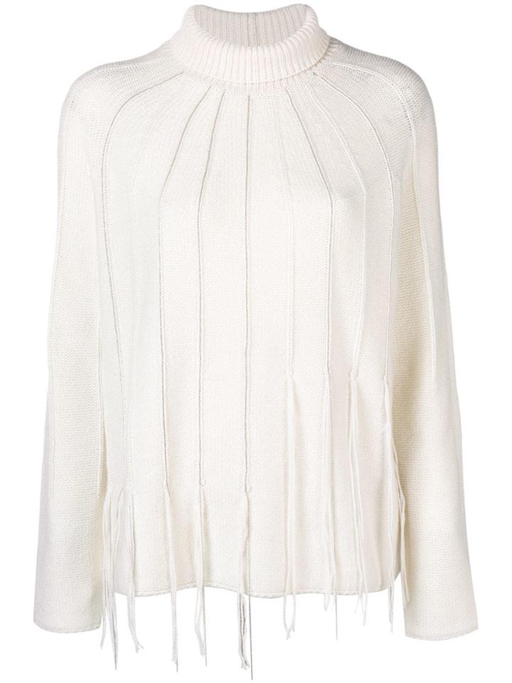 Fabiana Filippi Fringed Turtleneck Jumper - White