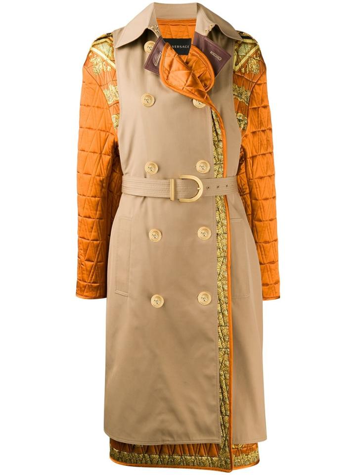 Versace Barocco Femme Trench Coat - Neutrals