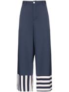Sunnei Striped Hem Wide-leg Trousers - Blue