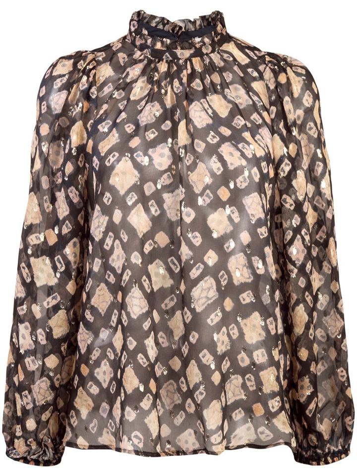 Ulla Johnson Sheer Band Collar Blouse - Blue
