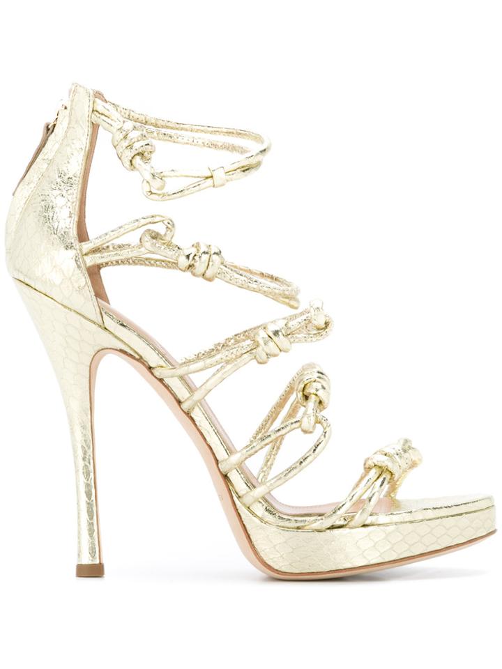 Alberta Ferretti Knotted Stiletto Sandals - Metallic