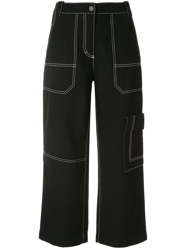 3.1 Phillip Lim Cropped Denim Cargo Pants - Ba001 Black