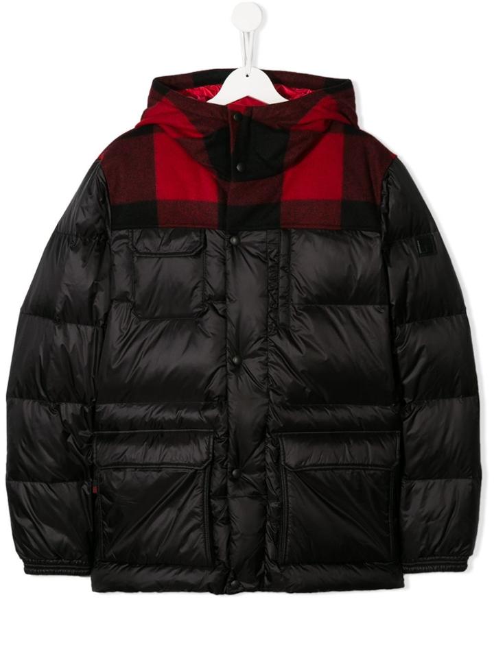Woolrich Kids Teen Contrast Panel Padded Jacket - Black