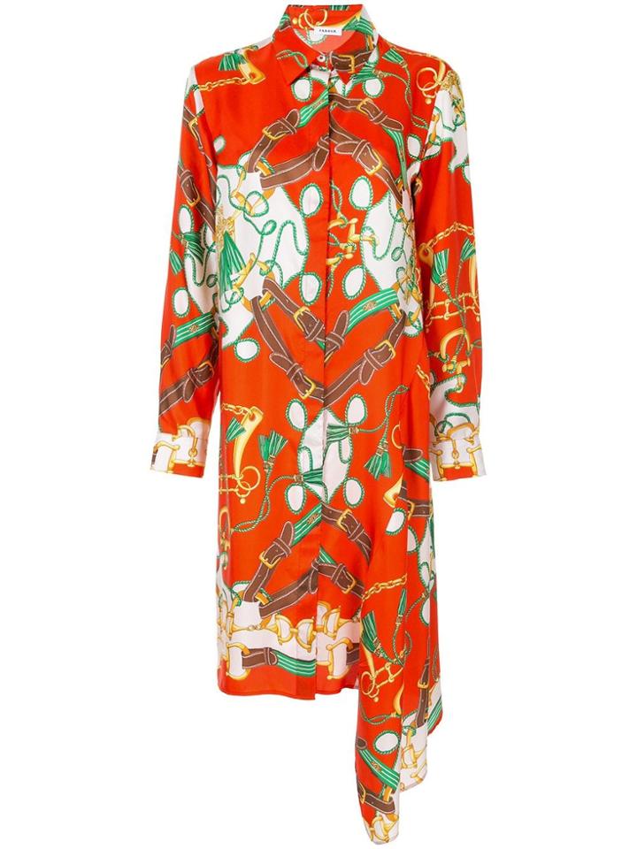 P.a.r.o.s.h. Printed Asymmetric Shirt Dress - Orange