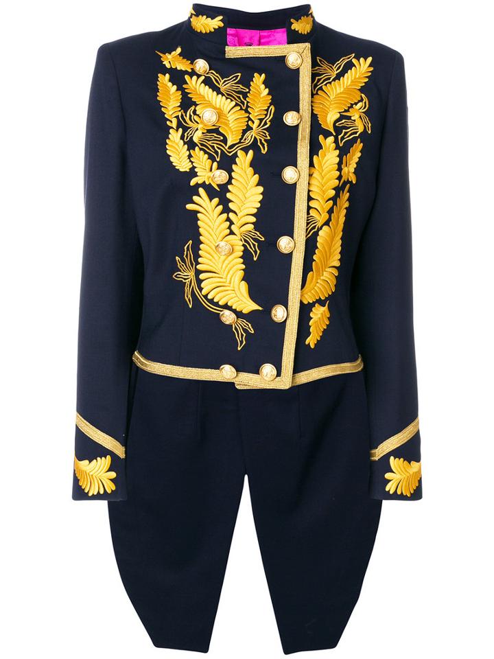 La Condesa - Gold Embroidered Military Jacket - Women - Polyester/spandex/elastane/viscose/wool - 40, Blue, Polyester/spandex/elastane/viscose/wool