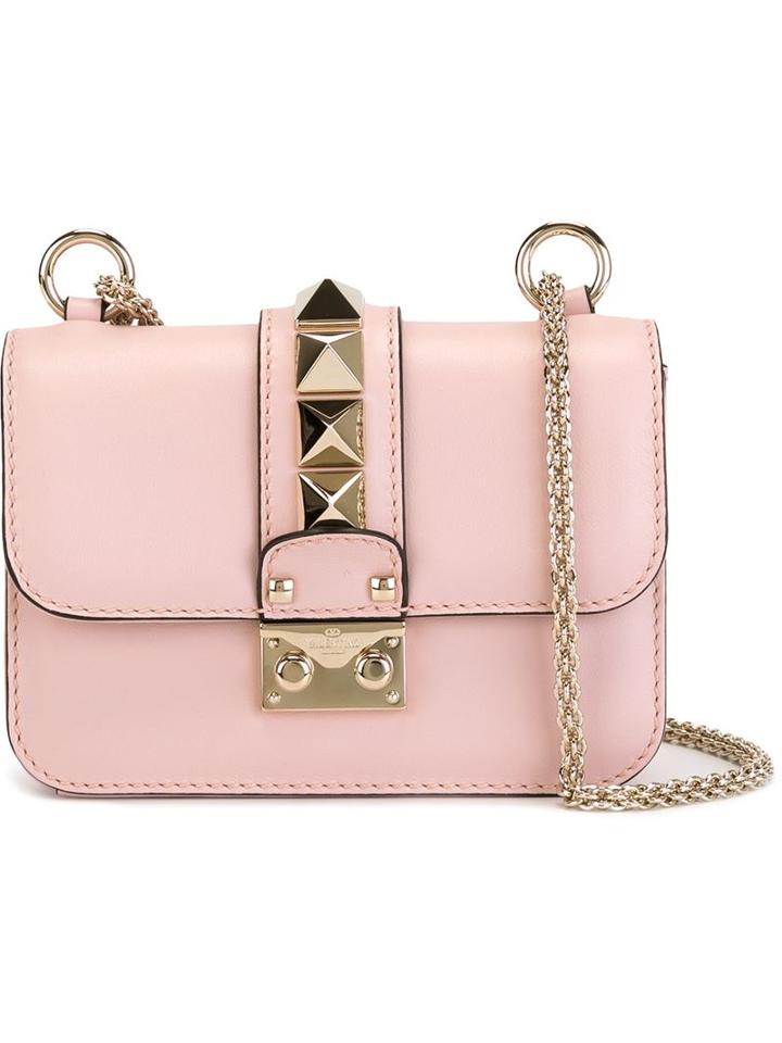 Valentino - Valentino Garavani Mini 'glam Lock' Shoulder Bag - Women - Leather/metal (other) - One Size, Women's, Pink/purple, Leather/metal (other)