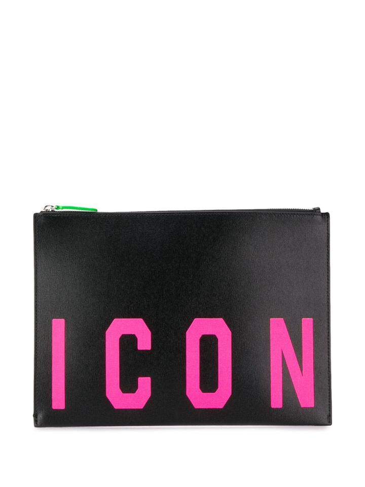 Dsquared2 'icon' Print Clutch Bag - Black