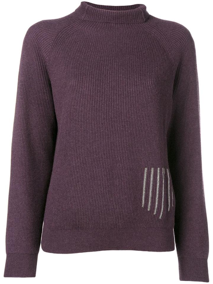 Fabiana Filippi Ribbed Turtle Neck Jumper - Pink & Purple