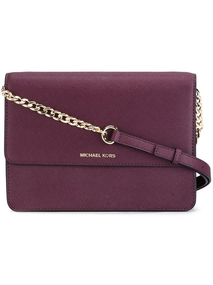Michael Michael Kors Flap Fastening Shoulder Bag, Women's, Red